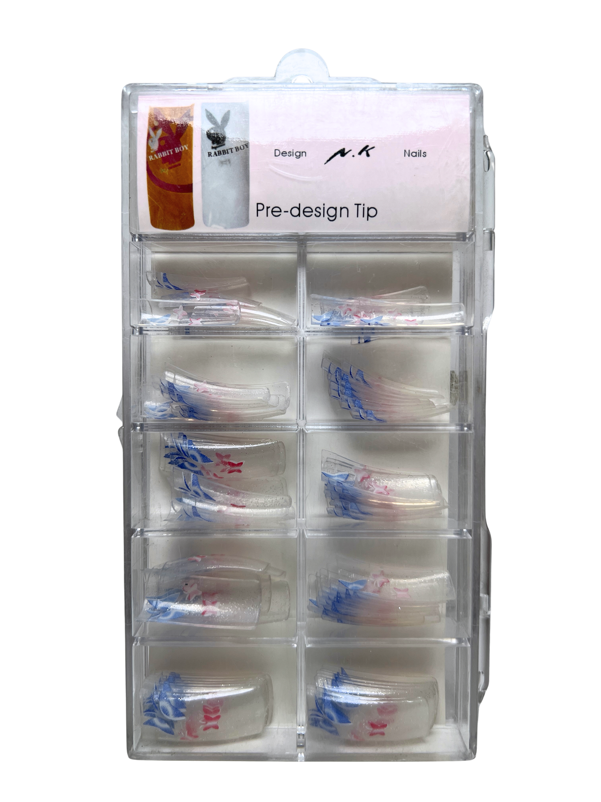 N.K Pre-Designed Nail Tips 70pc - Transparent Butterflies