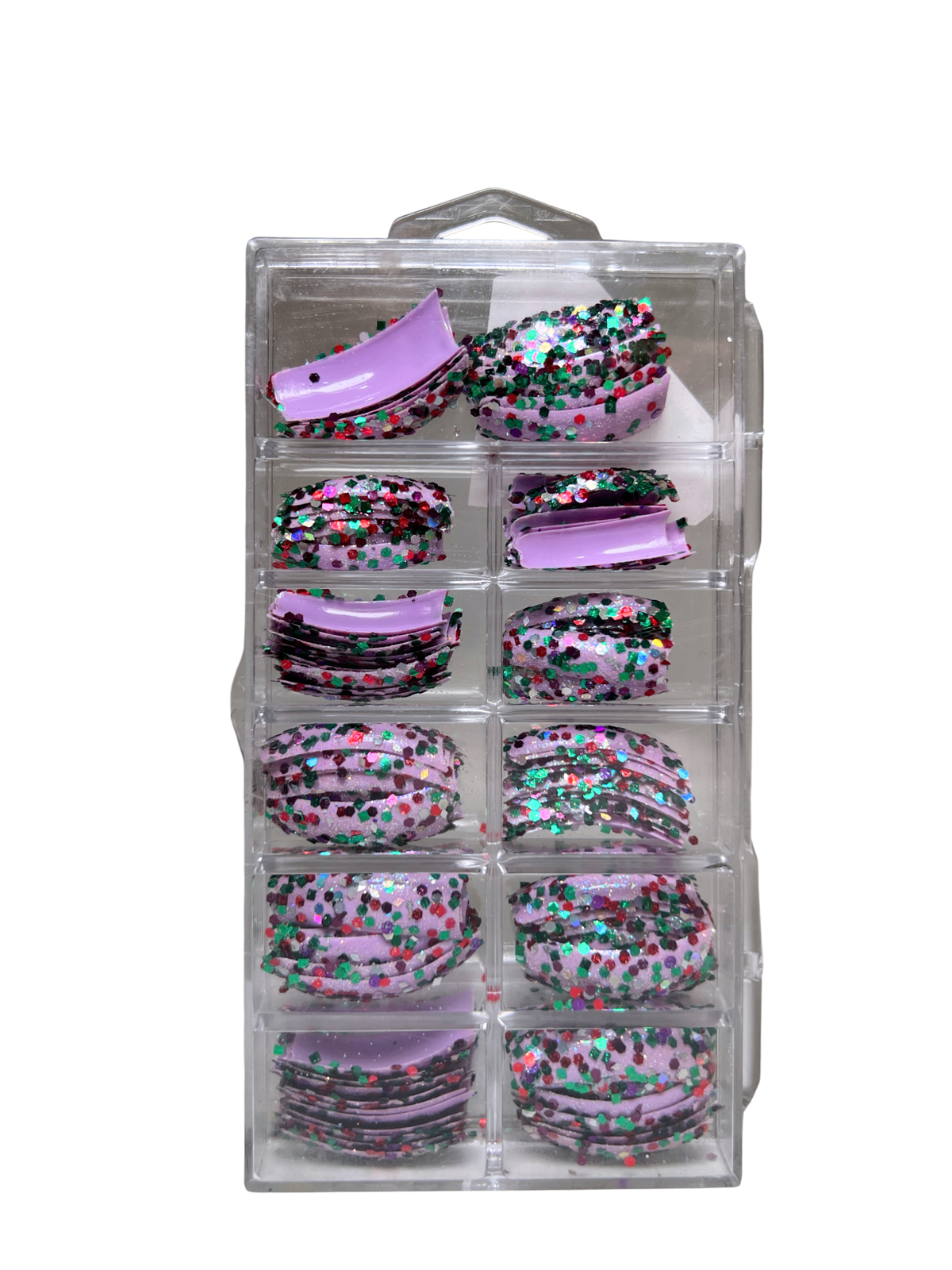 Tip Jar Fashion Nail Tips Super Glitter Curve 110pc - Lavender Tips/Mix Glitter
