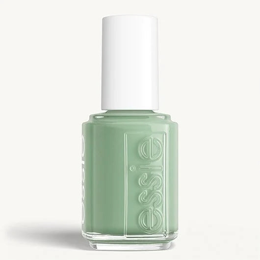 Essie nail polish bottle in a light green color on a white background