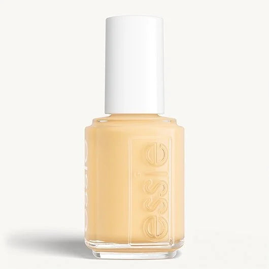 Yellow Essie nail polish bottle on a white background