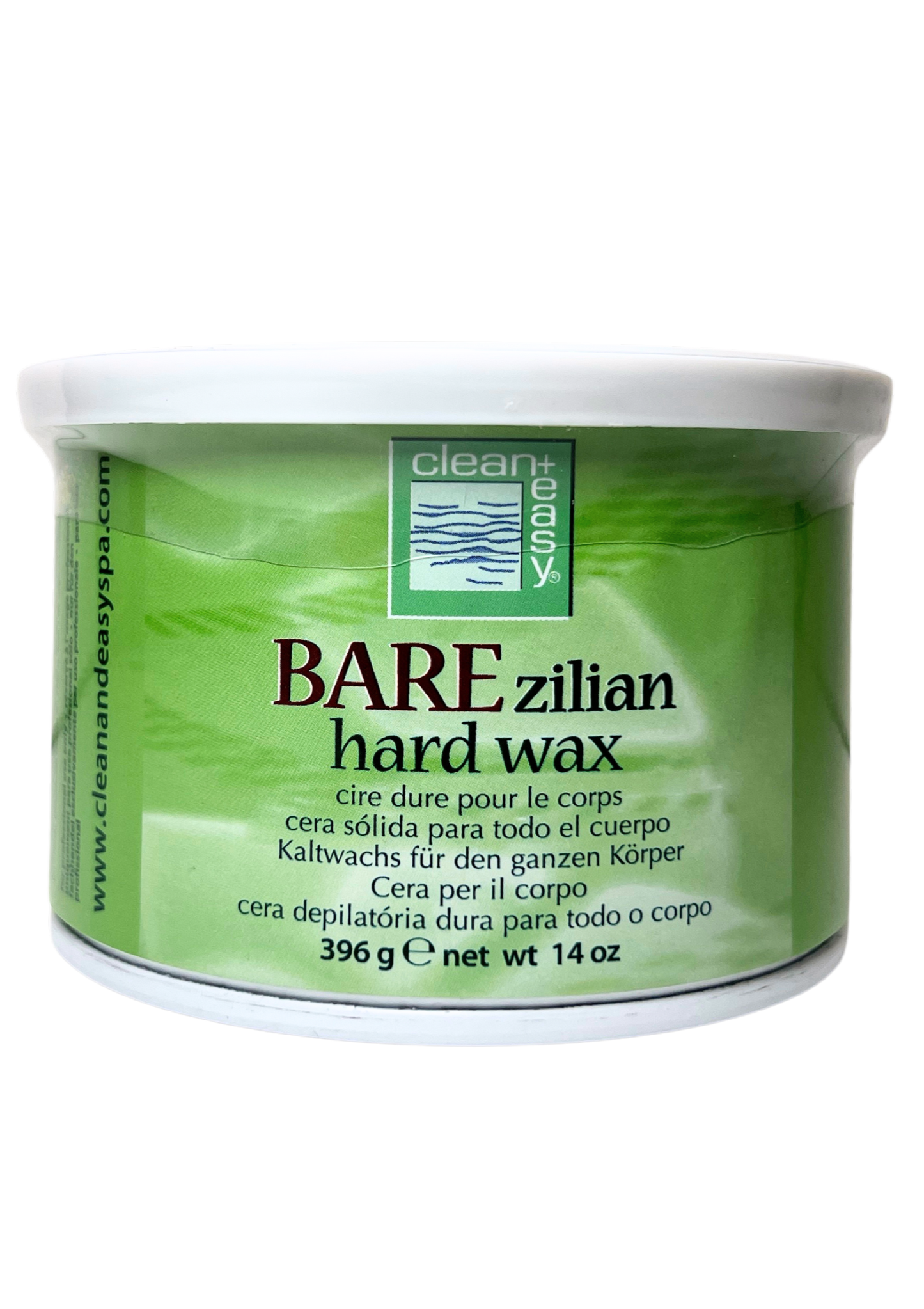Bare Zilian hard wax container on a white background