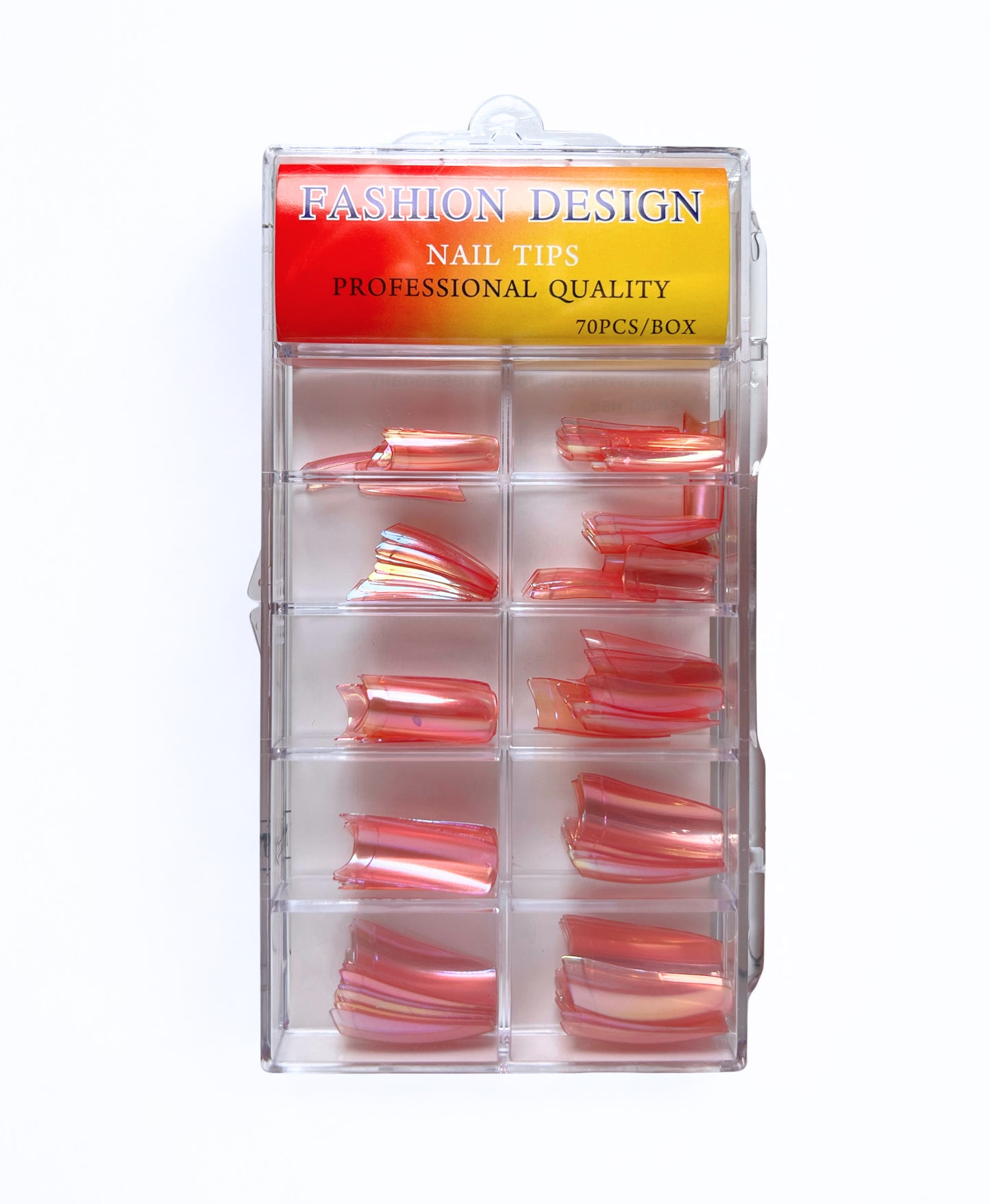 Fashion Design Nail Tips 70pc - Jelly Rose Pink Iridescent Chrome