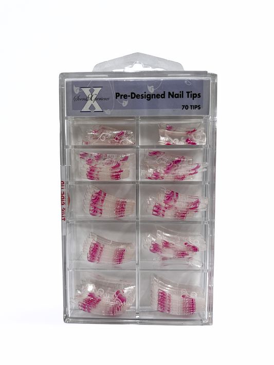 SCENT XPERIENCE Pre-Designed Nail Tips 70pc - Pink Butterfly Swirls