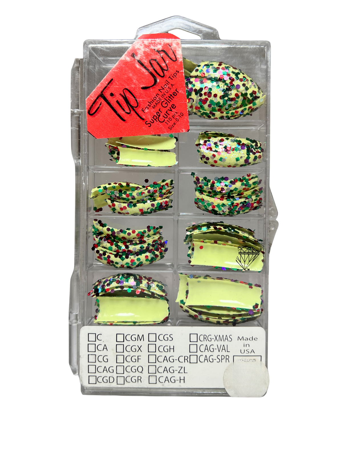 Tip Jar Fashion Nail Tips Super Glitter Curve 110pc - Light Yellow Tips/Mix Glitter