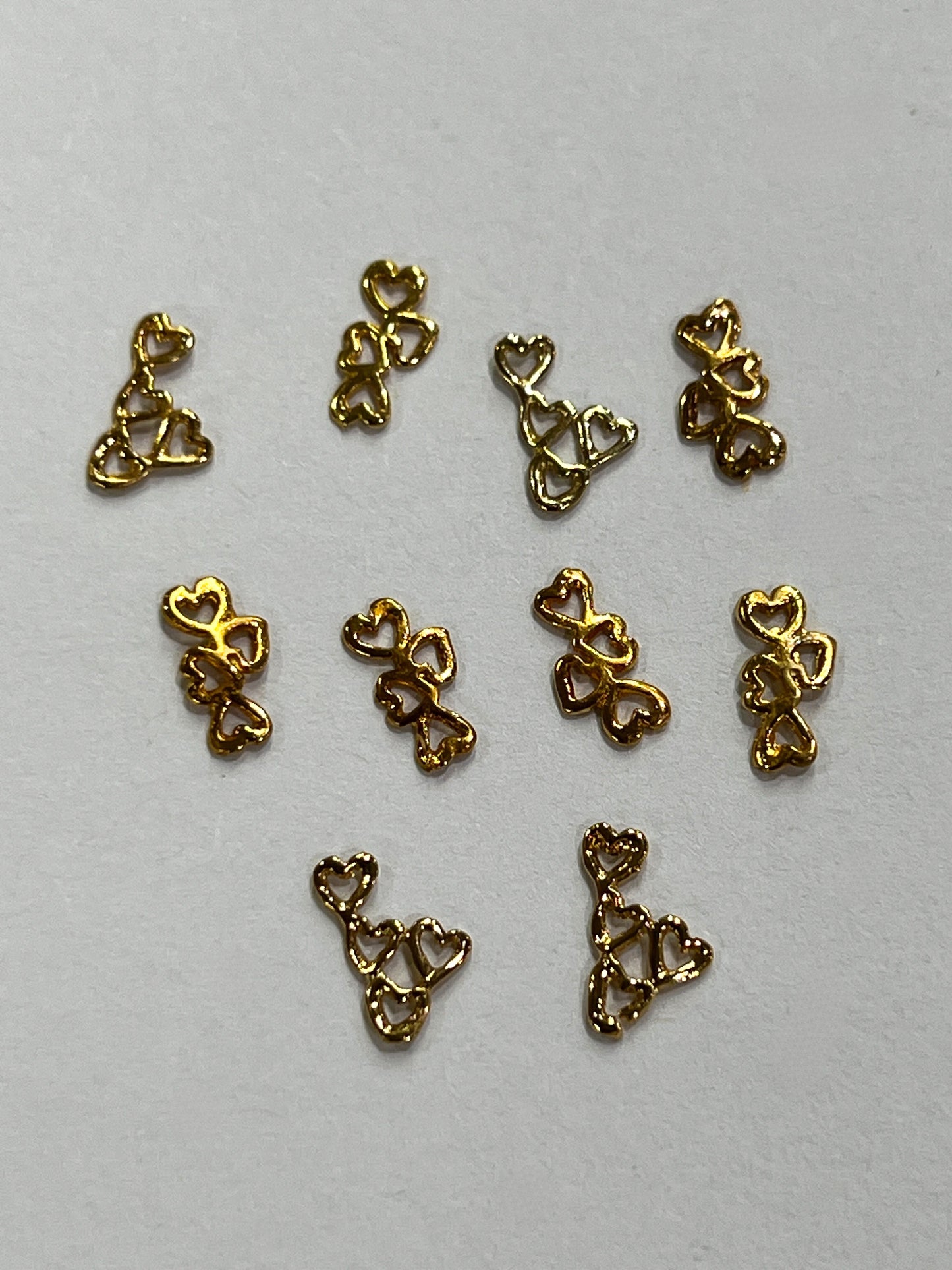 90's Gold Charms - Stacked Hearts
