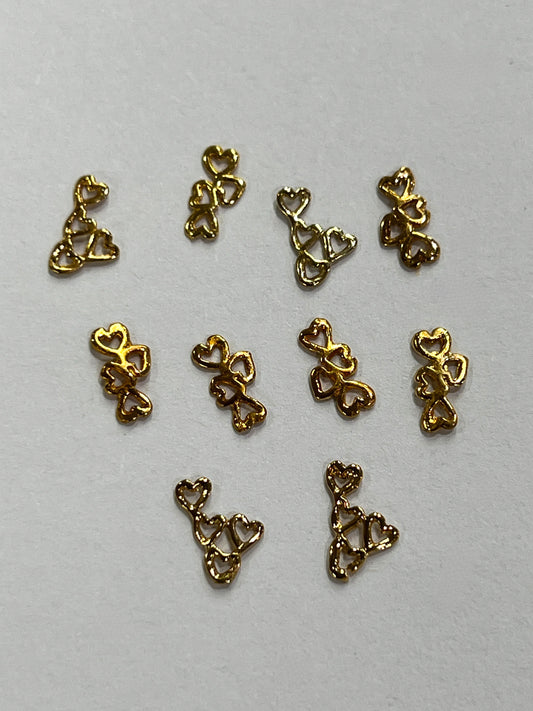 90's Gold Charms - Stacked Hearts