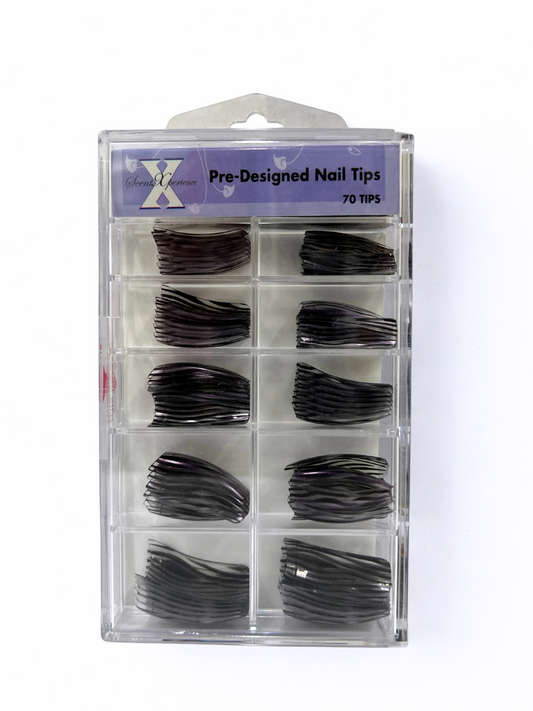 SCENT XPERIENCE Pre-Designed Nail Tips 70pc - Clear Zebra Stripes