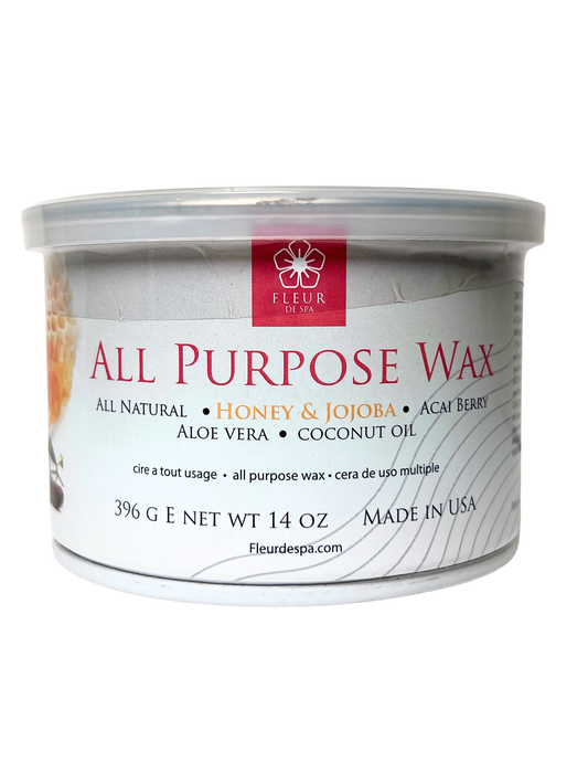 All-purpose wax container with label on a white background