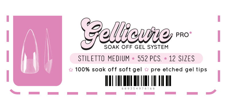 GELLICURE Pre-etched Gel Tips 552 pcs - Stiletto Medium
