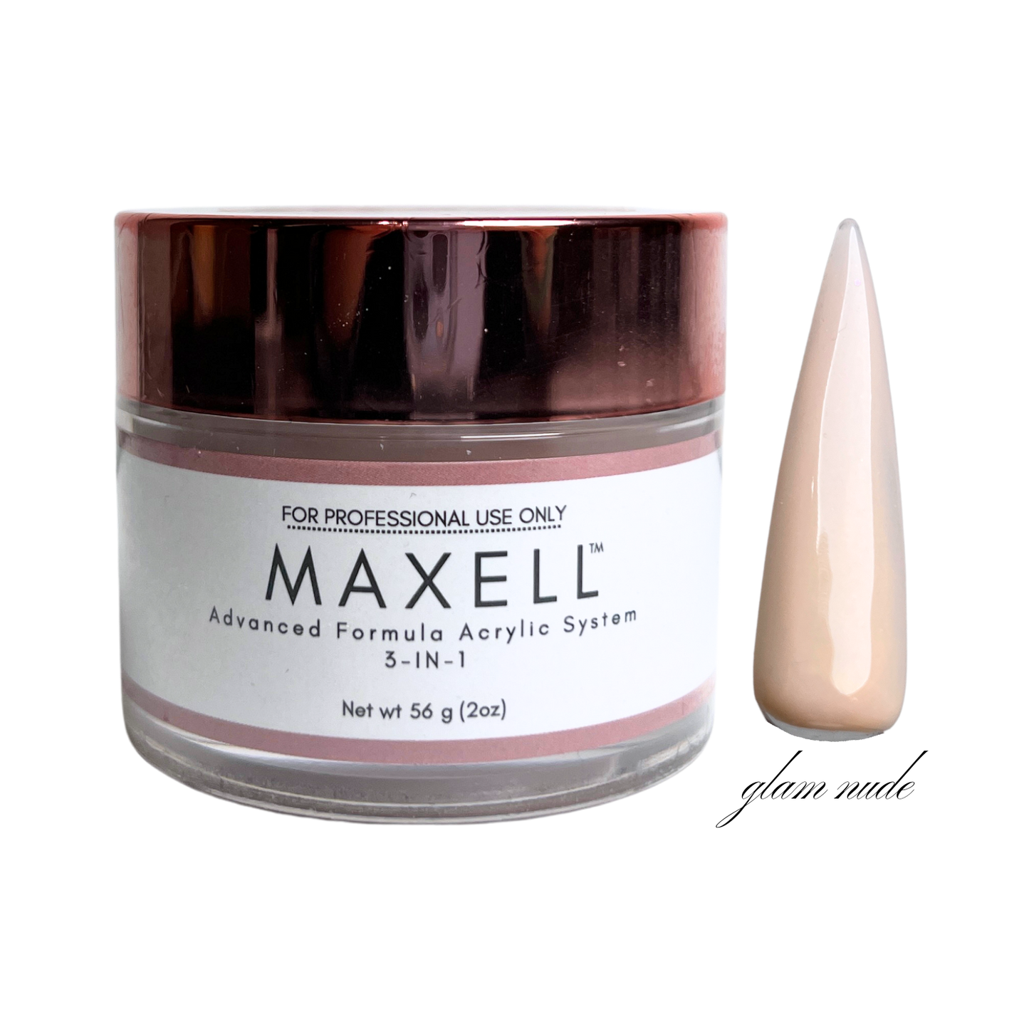 Maxell acrylic system jar with a beige color swatch on a white background