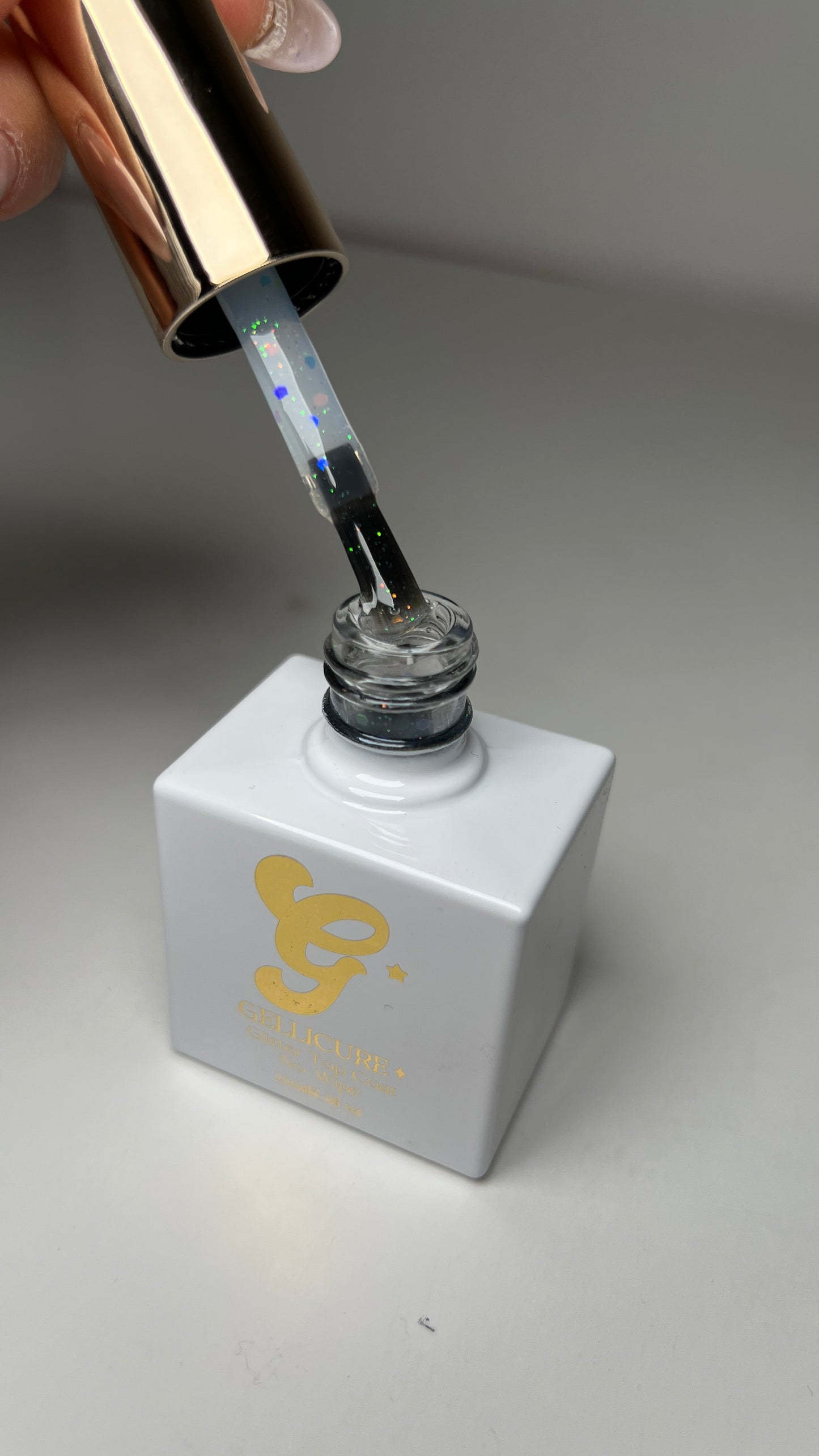 GELLICURE PRO★ No Wipe Glitter Top Coat HEMA & TPO FREE 0.5oz - Multi Glitz #GT04