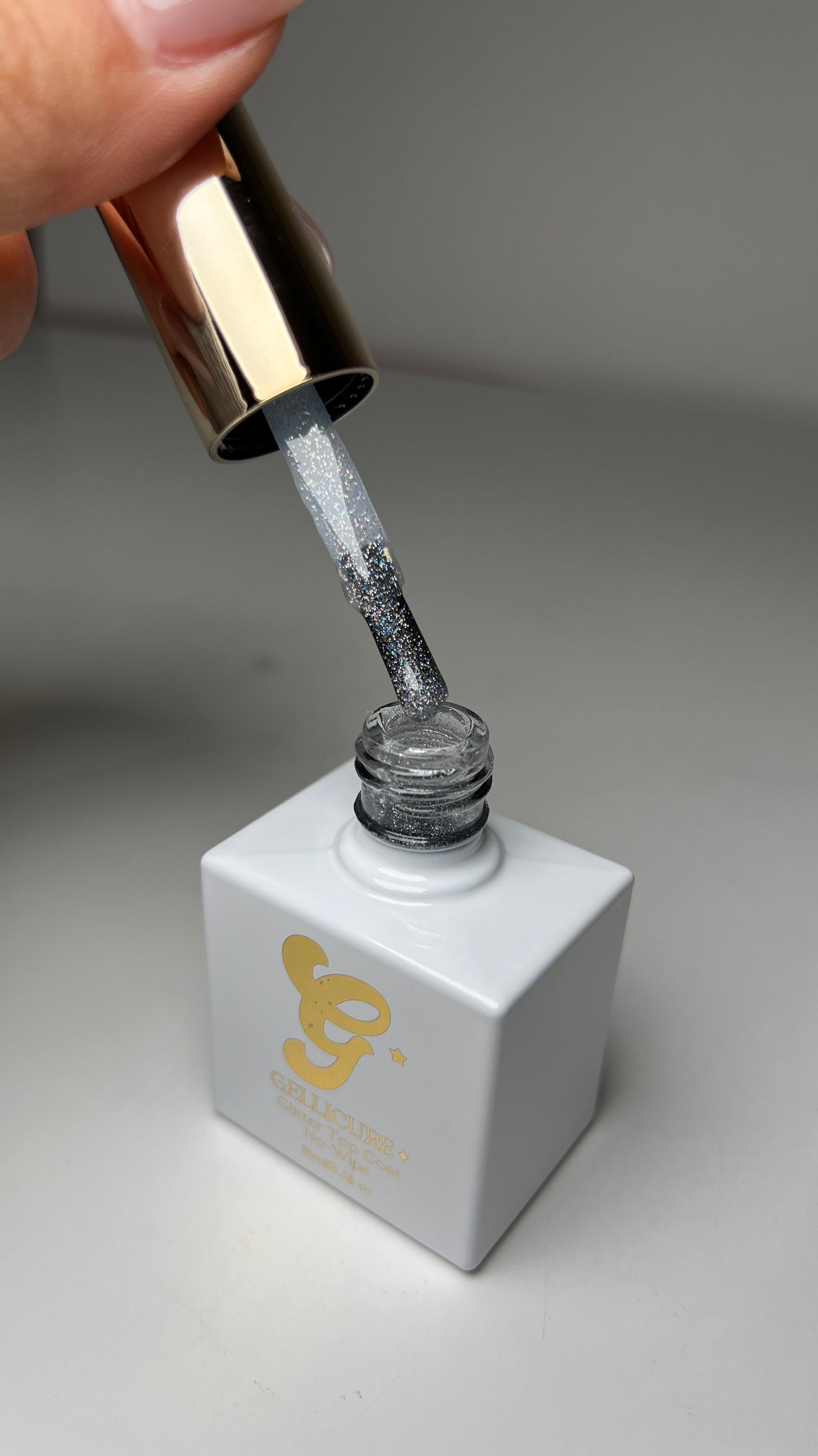 GELLICURE PRO★ No Wipe Glitter Top Coat HEMA & TPO FREE 0.5oz - Holo Glitz #GT05