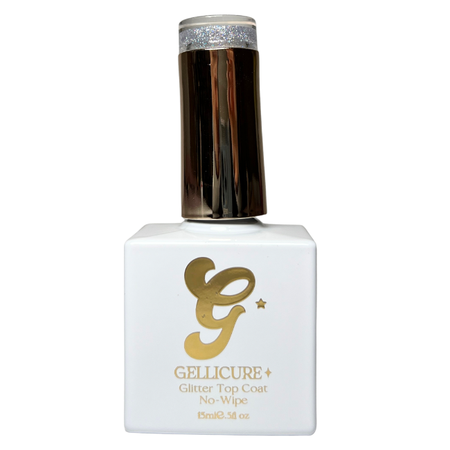GELLICURE PRO★ No Wipe Glitter Top Coat HEMA & TPO FREE 0.5oz - Holo Glitz #GT05