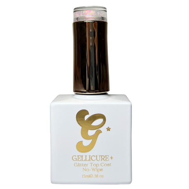 GELLICURE PRO★ No Wipe Glitter Top Coat HEMA & TPO FREE 0.5oz - Fairy Glitz #GT07
