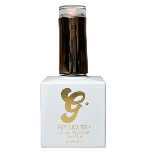 GELLICURE PRO★ No Wipe Glitter Top Coat HEMA & TPO FREE 0.5oz - Fairy Glitz #GT07