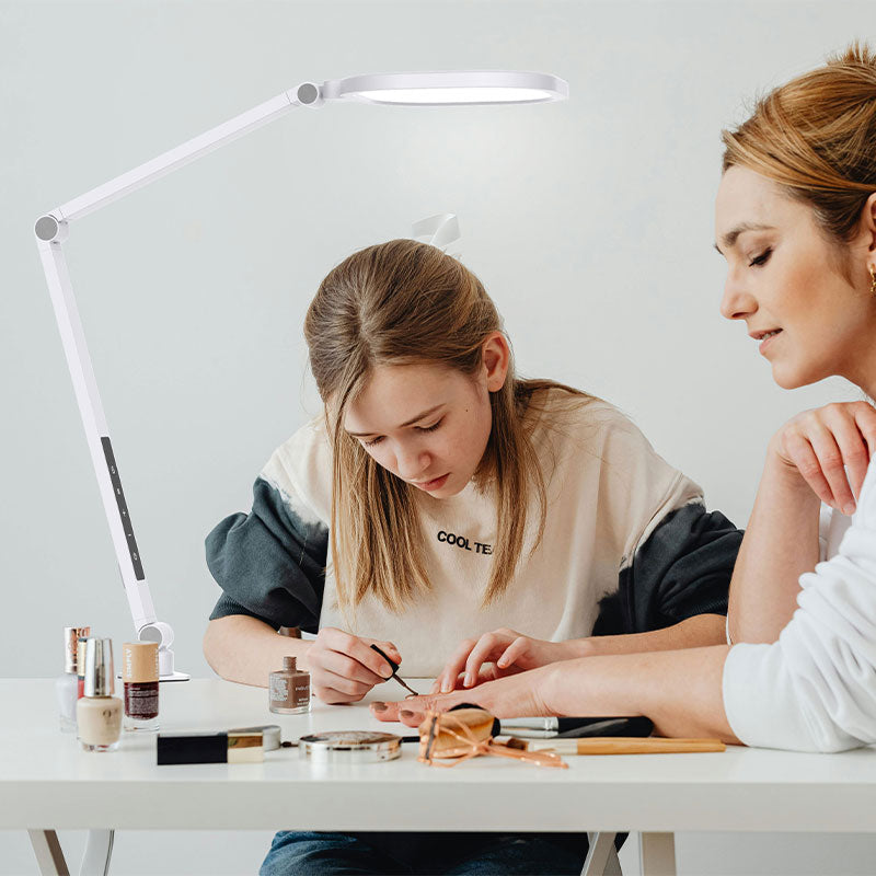 Square Desk Lamp w/ Table Clamp - White