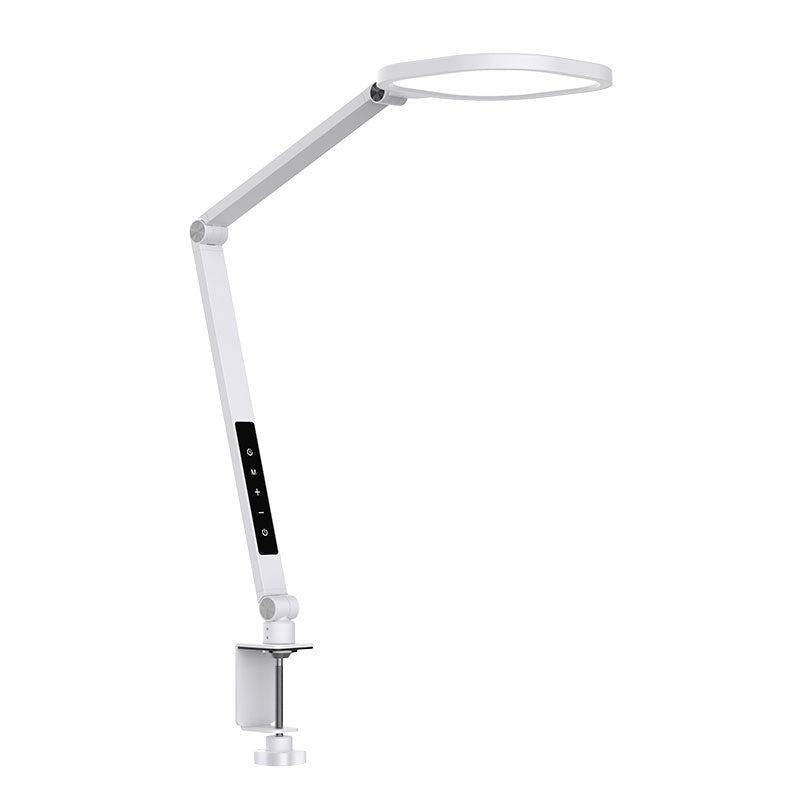 Square Desk Lamp w/ Table Clamp - White