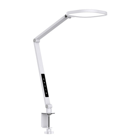 Square Desk Lamp w/ Table Clamp - White