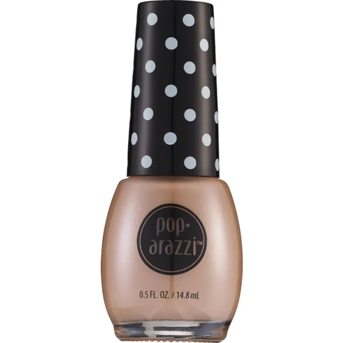Nail polish bottle with polka dot cap on a white background