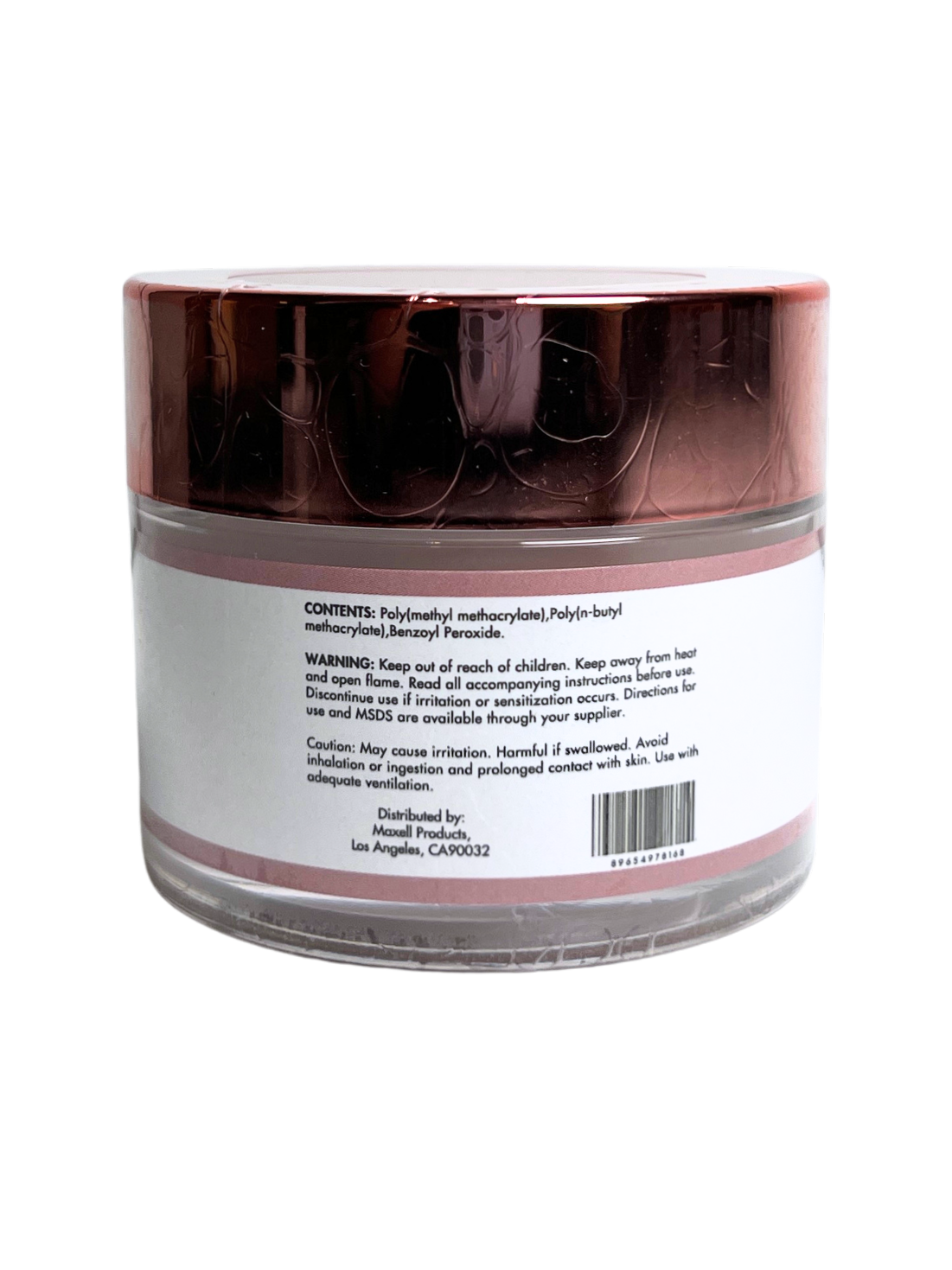 Jar with a reflective metallic lid on a white background