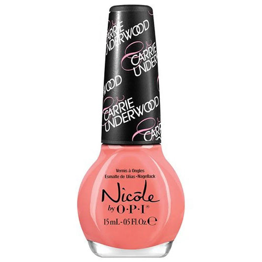 Nicole by OPI nail polish bottle with pink color and black label on a white background