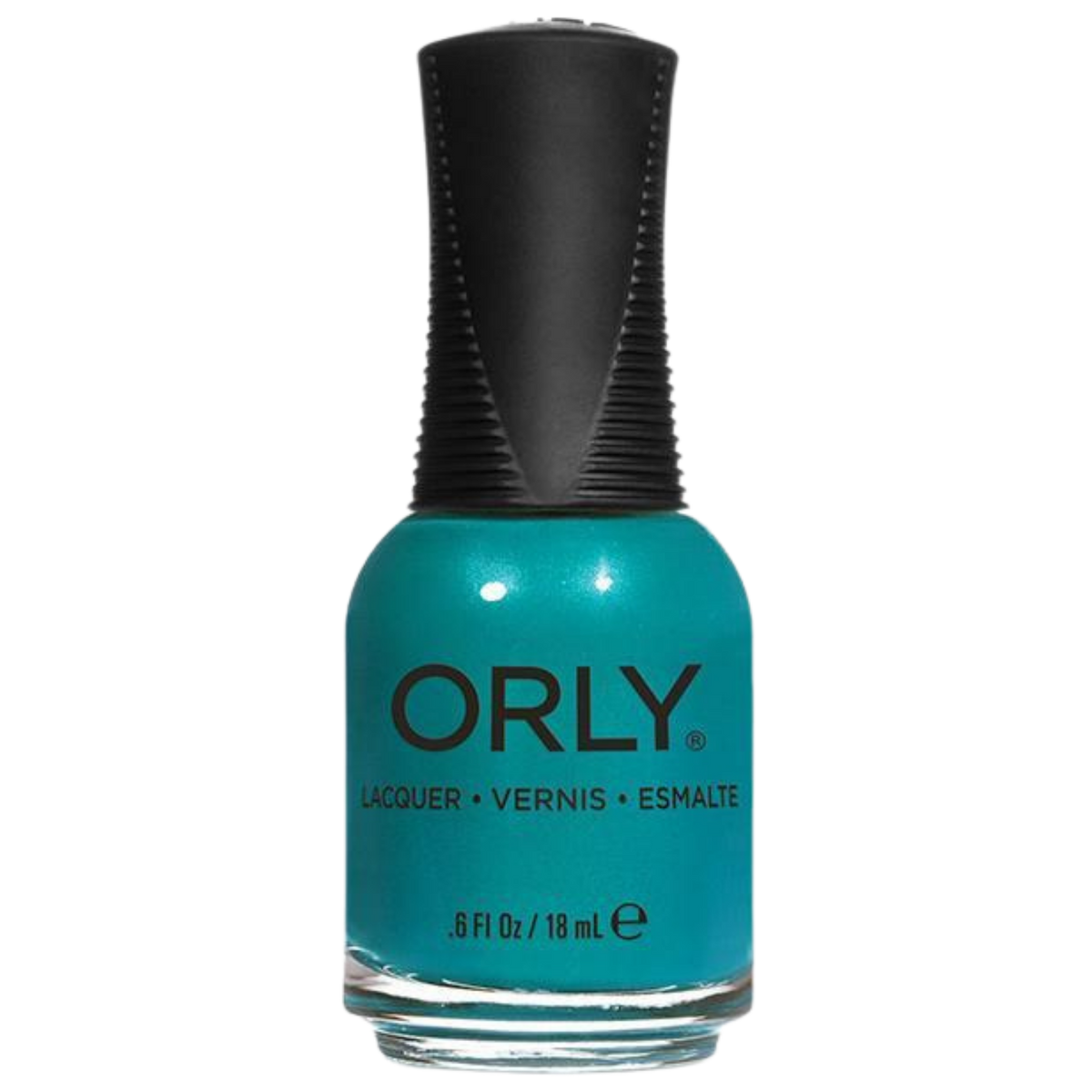 teal nail polish with black grip cap over a white background