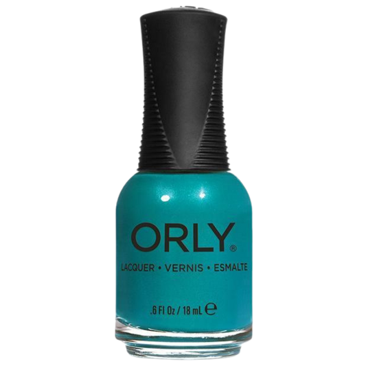 teal nail polish with black grip cap over a white background