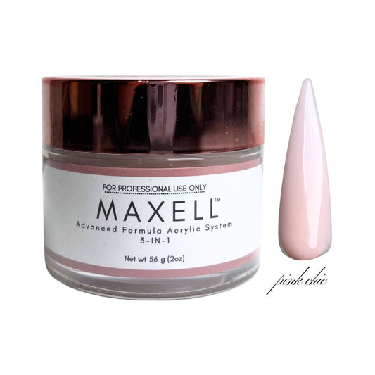 Maxell acrylic system jar with a pink nail tip on a white background