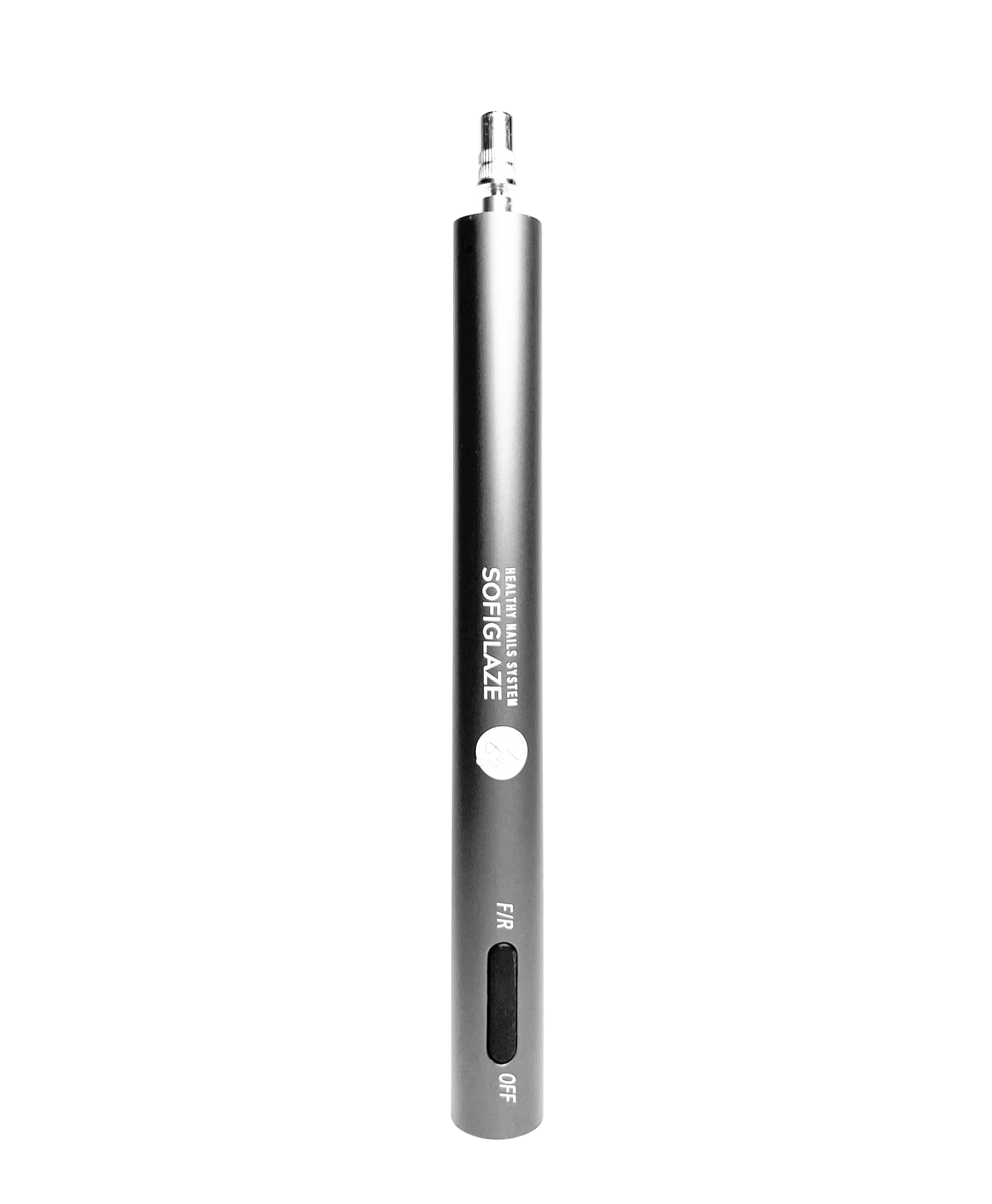 silver nail drill on a white background