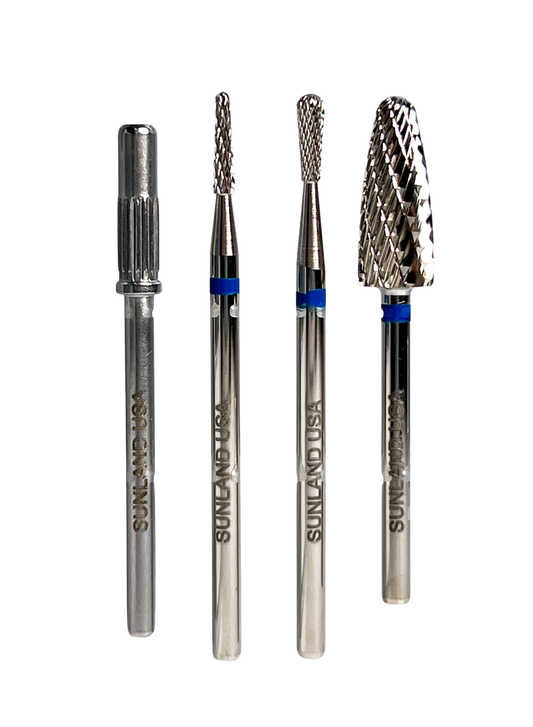 Set of dental burrs with 'Sunland USA' branding on a white background