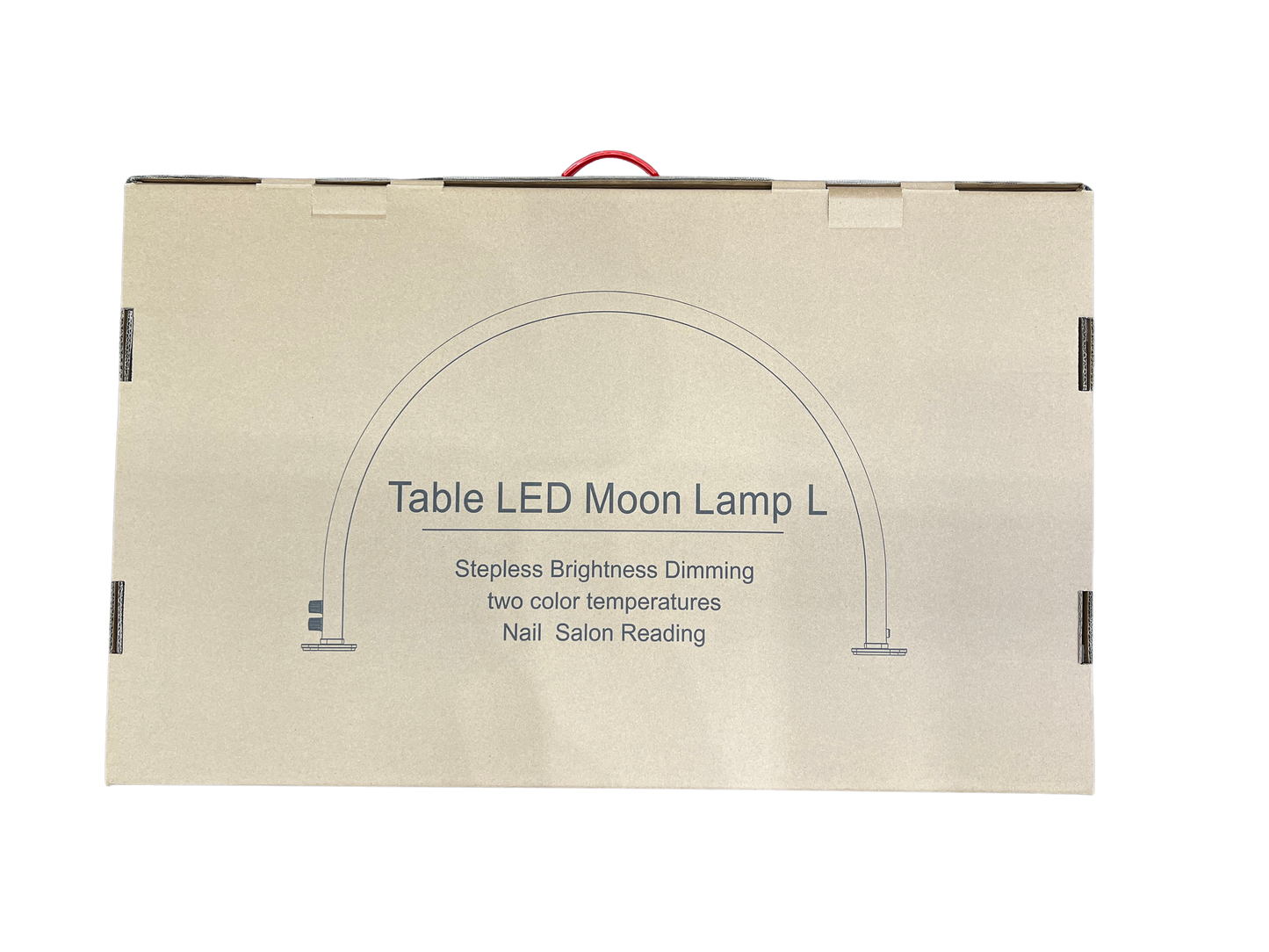 Beige packaging box for a Table LED Moon Lamp L on a white background