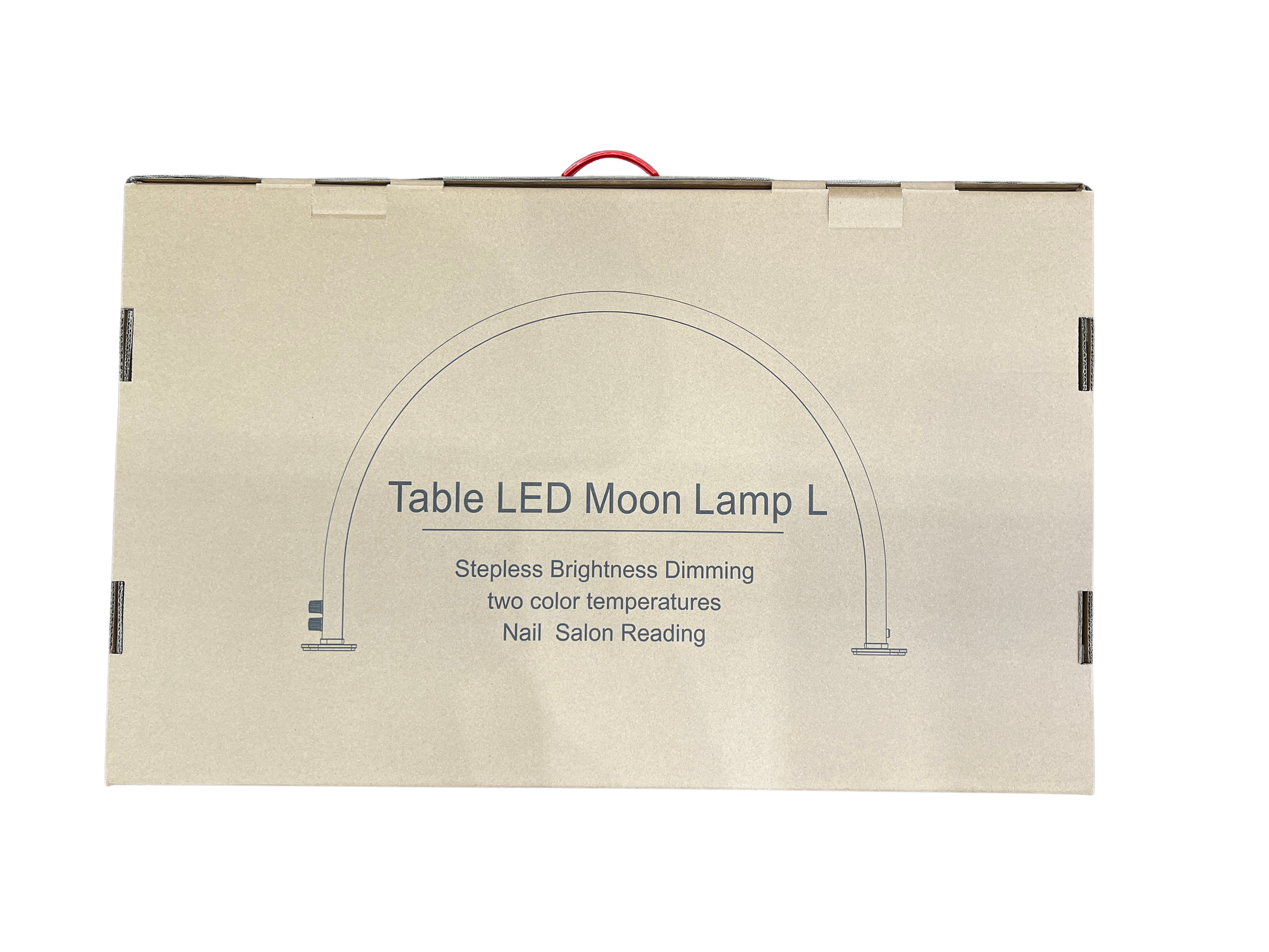 Beige packaging box for a Table LED Moon Lamp L on a white background