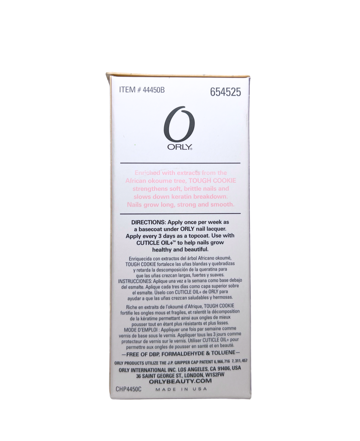 product information on white colored box on white background