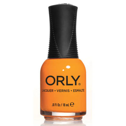 Orly nail polish bottle with orange color on a white background