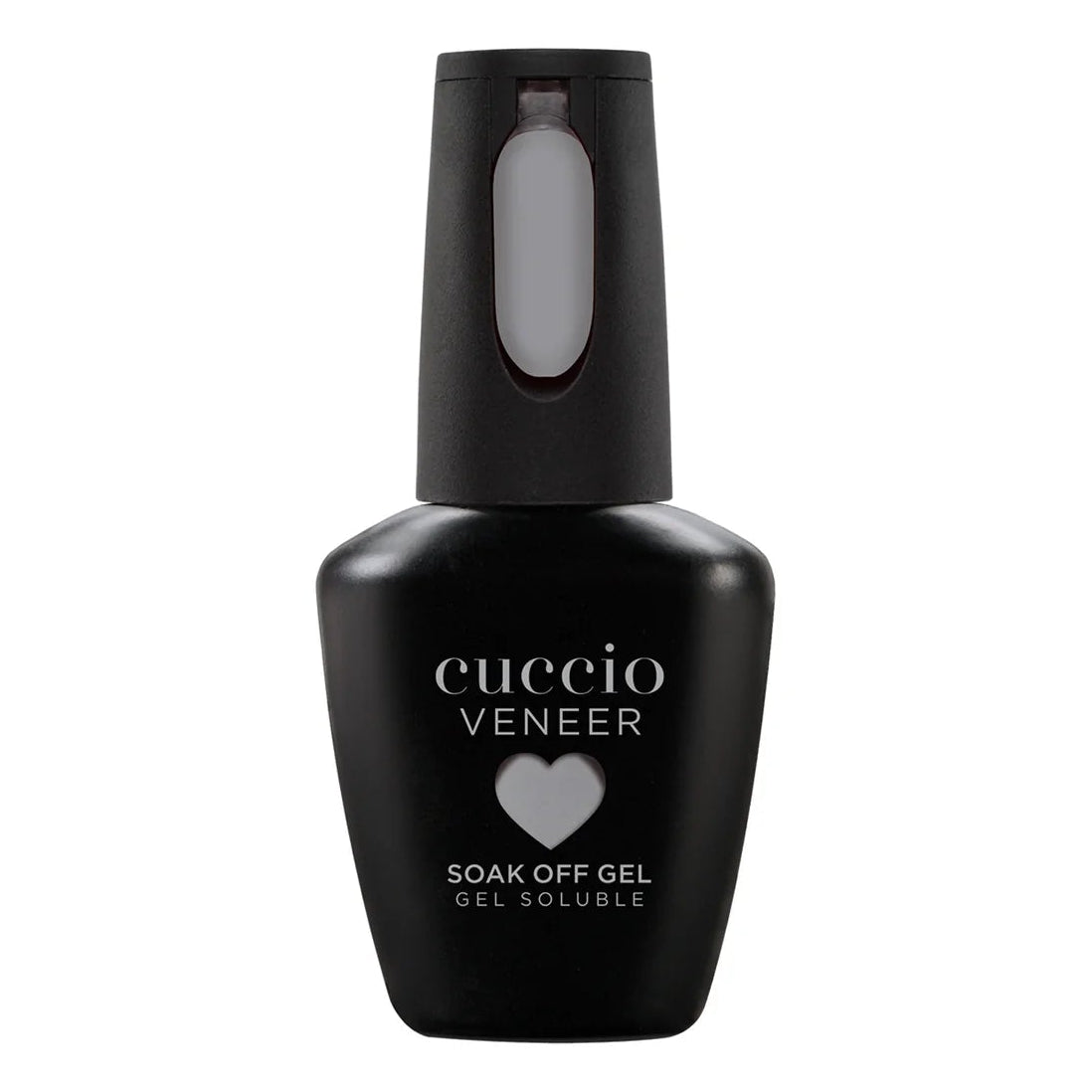 Black bottle of Cuccio Veneer soak off gel on a white background