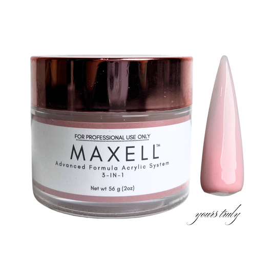 Maxell acrylic system jar with a pink nail tip on a white background
